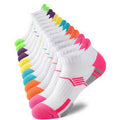 Set of colorful socks with white accents on a white background