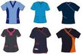 Set of six different colored shirts on a white background