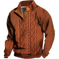 Brown cable knit sweater on a white background