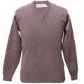 Brown sweater with a visible brand label on a white background