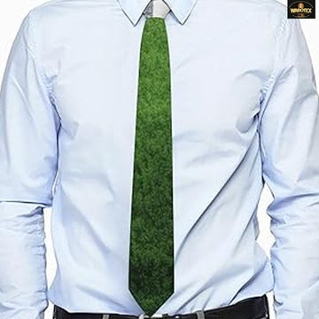 Light blue shirt with a green tie on a white background