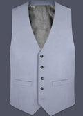 Light gray vest with button details on a white background