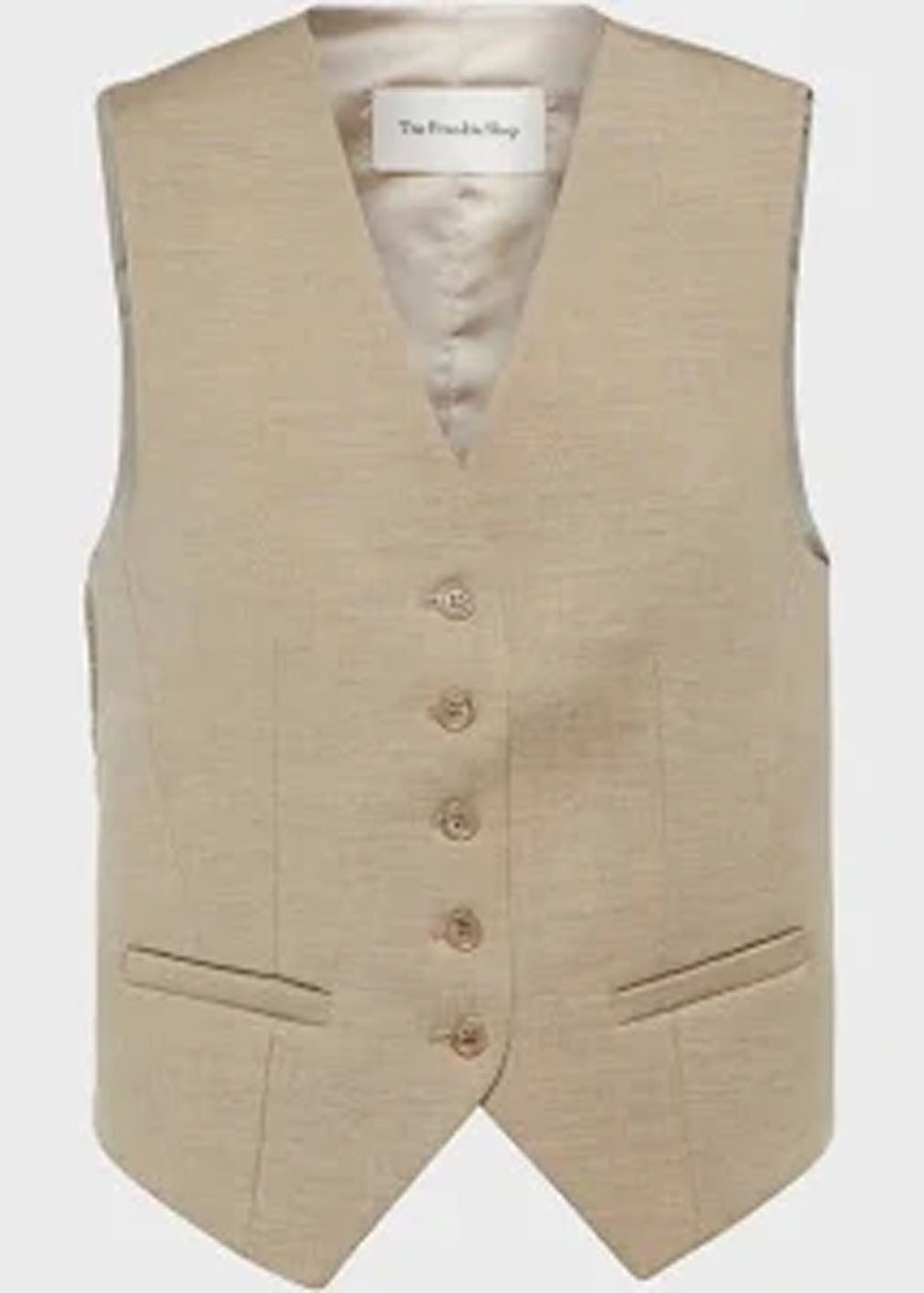 Beige vest with buttons on a white background