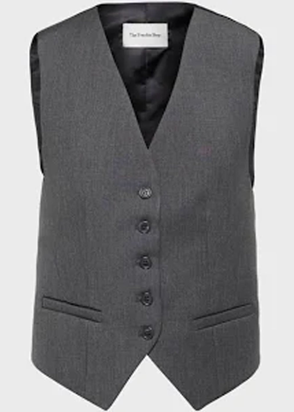 Gray vest with buttons on a light gray background
