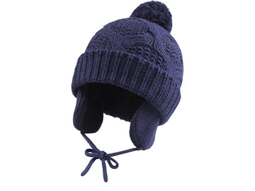 Blue kids winter cap on a white bakground